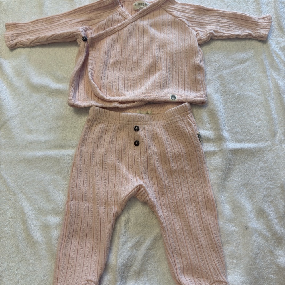 Rabbit Bear Pink Baby Knit Set